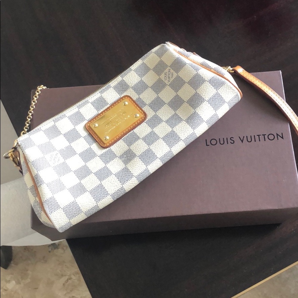 Authentic Clutch Eva Damier Azur White/Blue White